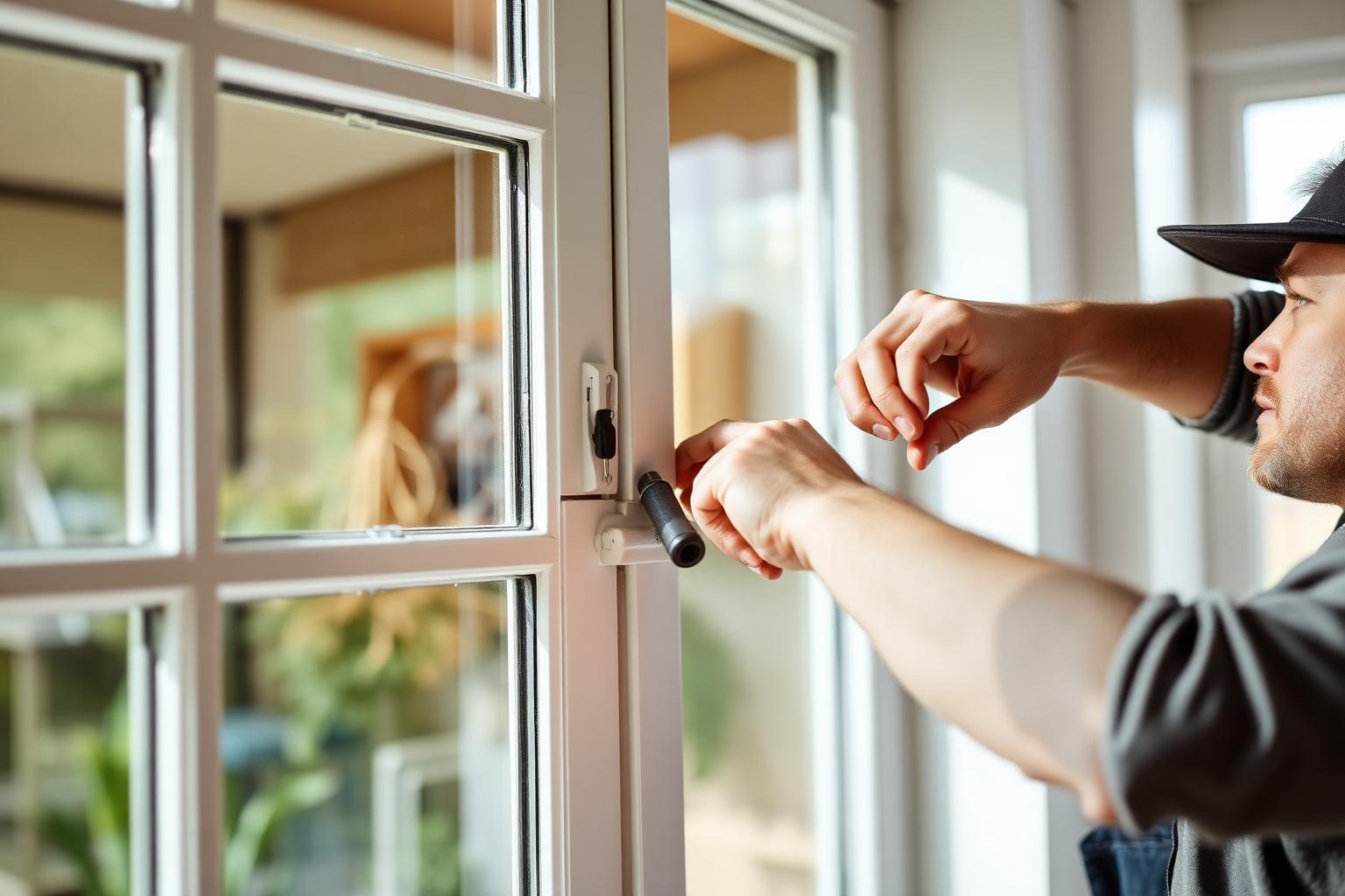 Technik TerraHome seřizuje plastové okno